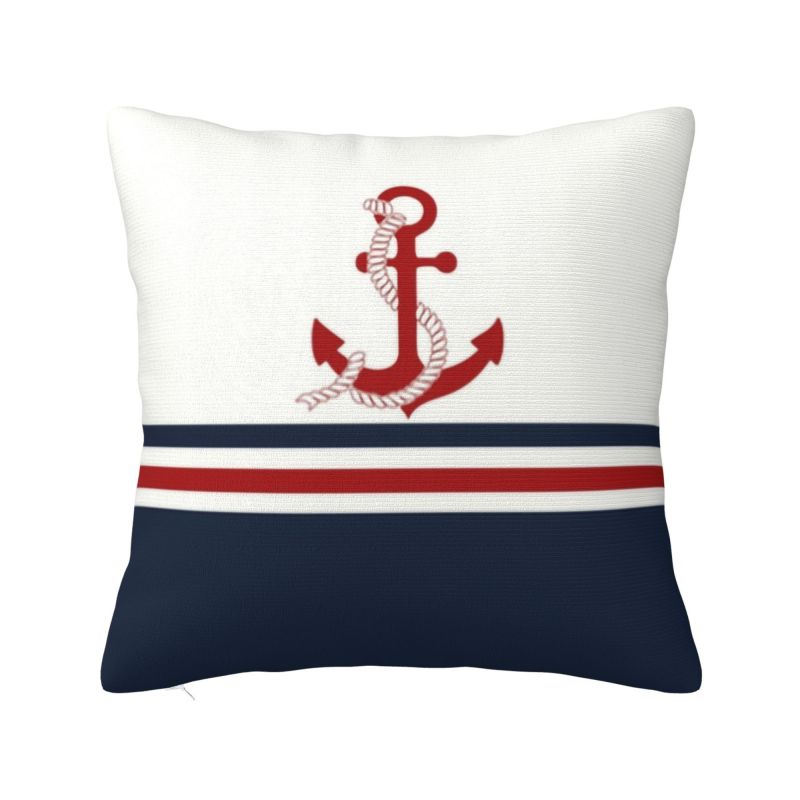 Nordic Style Nautical Captain Anchor Cushion Cover Velvet Sailor Adventure Pillow Case for Sofa Car Square Pillowcase Home Decor