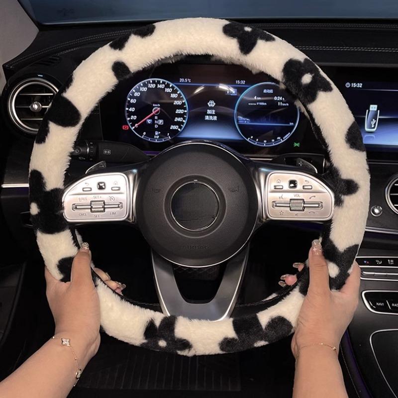 38СМ Зимняя Накидка на Руль Автомобиля Плюшевая Теплая Ворсистая Модная Милая Вещь Аксессуары для Интерьера для Женщин Девушек Женщин-Водителей