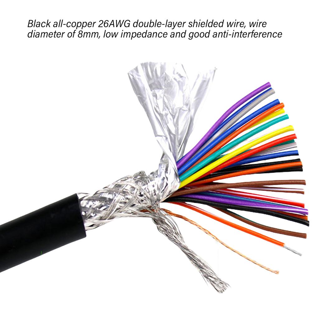 DB25 Мужской Женский Удлинительный Кабель 26AWG 25Pin Двойной Экранированный Провод Высокого Сопротивления ПВХ Черный Различная Длина