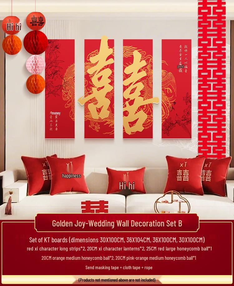 Свадебный Декор 'Двойное Счастье' для Стены за Диваном