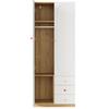 2-Door wardrobe with drawers, bedroom cabinet, children's room furniture, with clothes rail, colorful ceramic handles, white lacquer