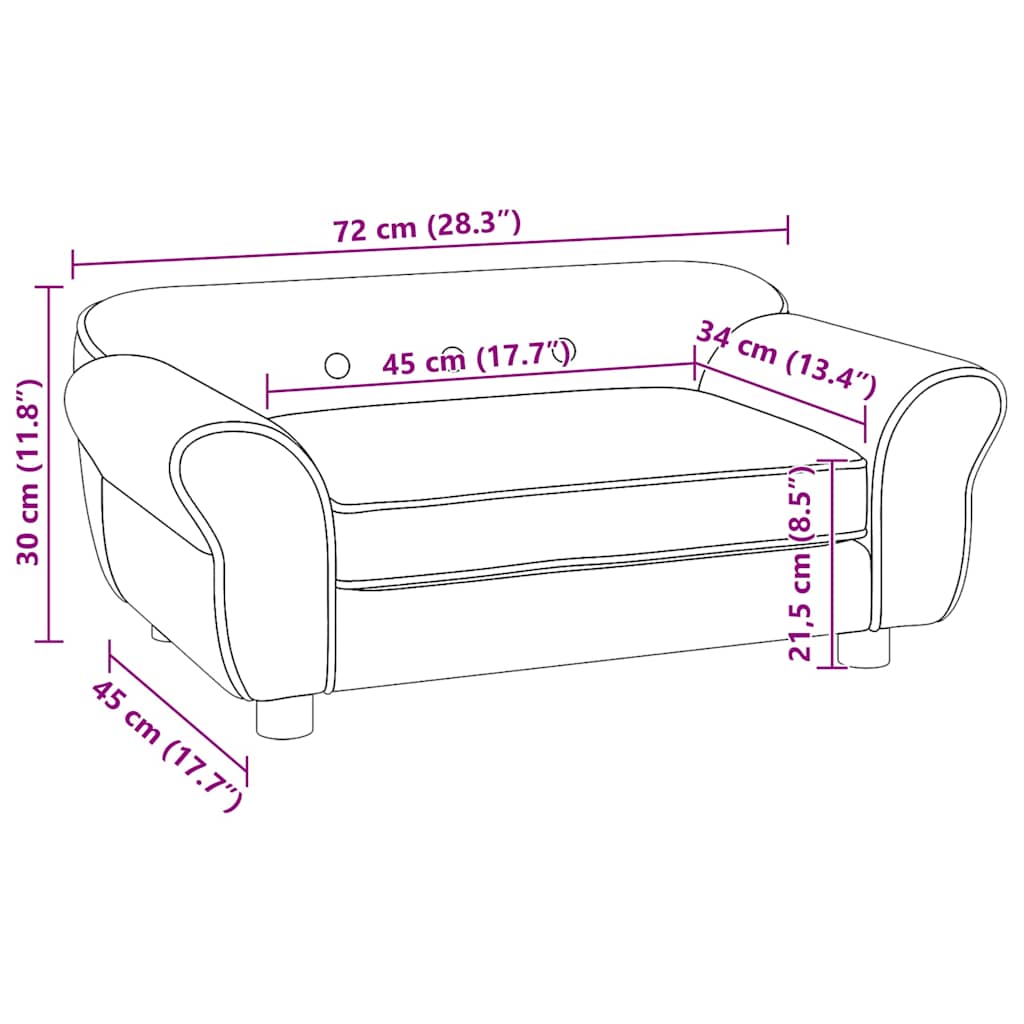 Pet Sofa for Dogs Black 72 x 45 x 30 cm Plush