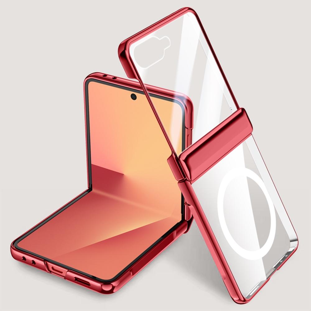 For Samsung Galaxy Z Flip7 5G Magnetic Case Hard PC+Acrylic Phone Cover with HD Rear Small Screen Protector
