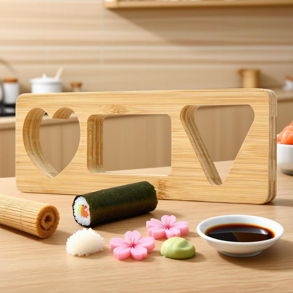 Rice Ball Maker Sushi Making Tool Non-stick Wooden Rice Ball Mold for Kitchen Snack Home Dining School Party Camping Picnic