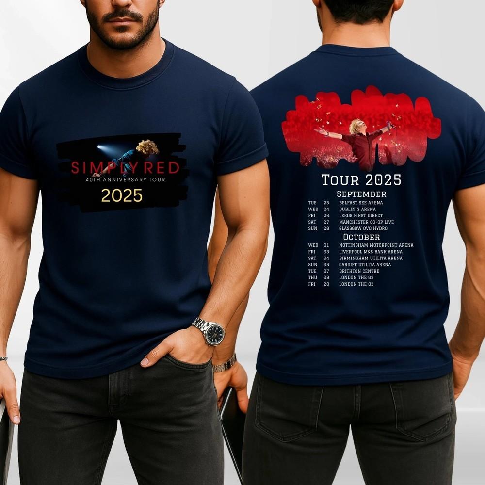 Simply Red Тур к 40-летию 2025 3D футболка с принтом спереди и сзади