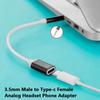 3.5Mm Male To Type-C Female Headphone Converter Flat To Round Analog Laptop