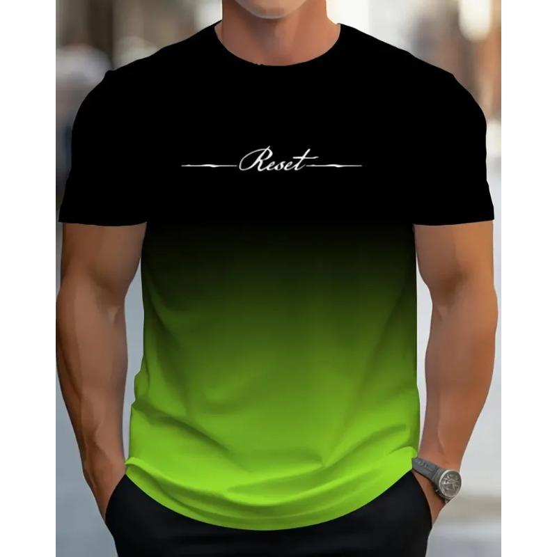 Мужская футболка с короткими рукавами и градиентным принтом, модная, креативная, летняя, для спорта на открытом воздухе, дышащая и удобная модель