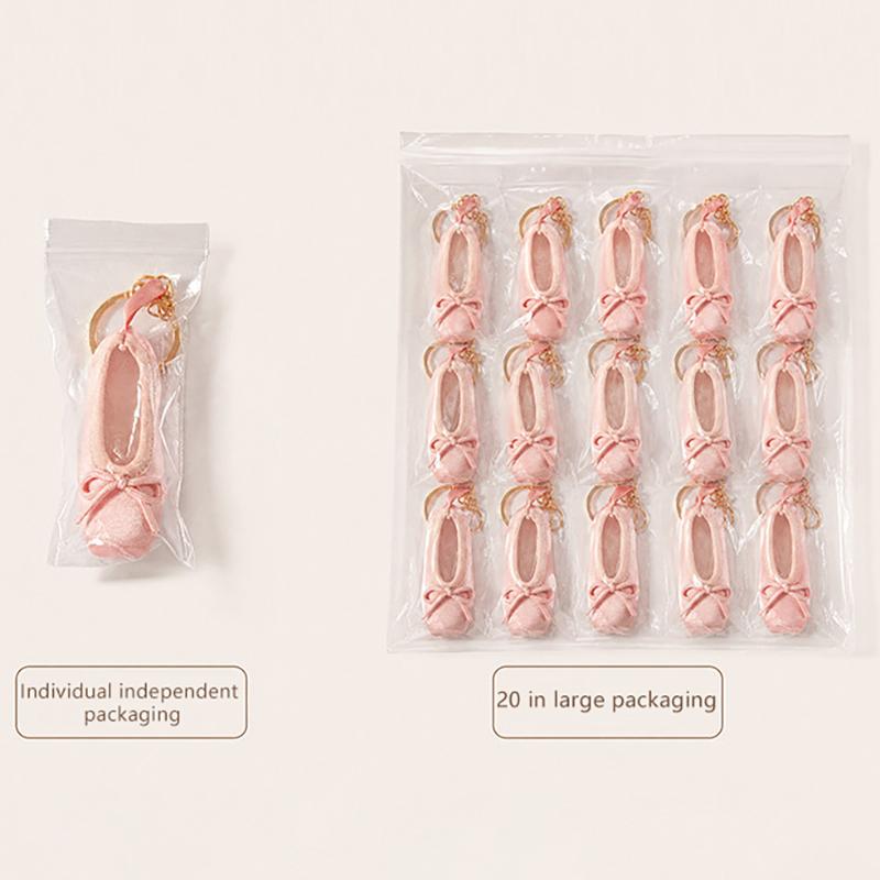 Satin Pointe Ballet Shoes Keychain Cute Mini Key Ring Solid Color Bag Pendant Lovely Gift for Girls Dance Class Rewards