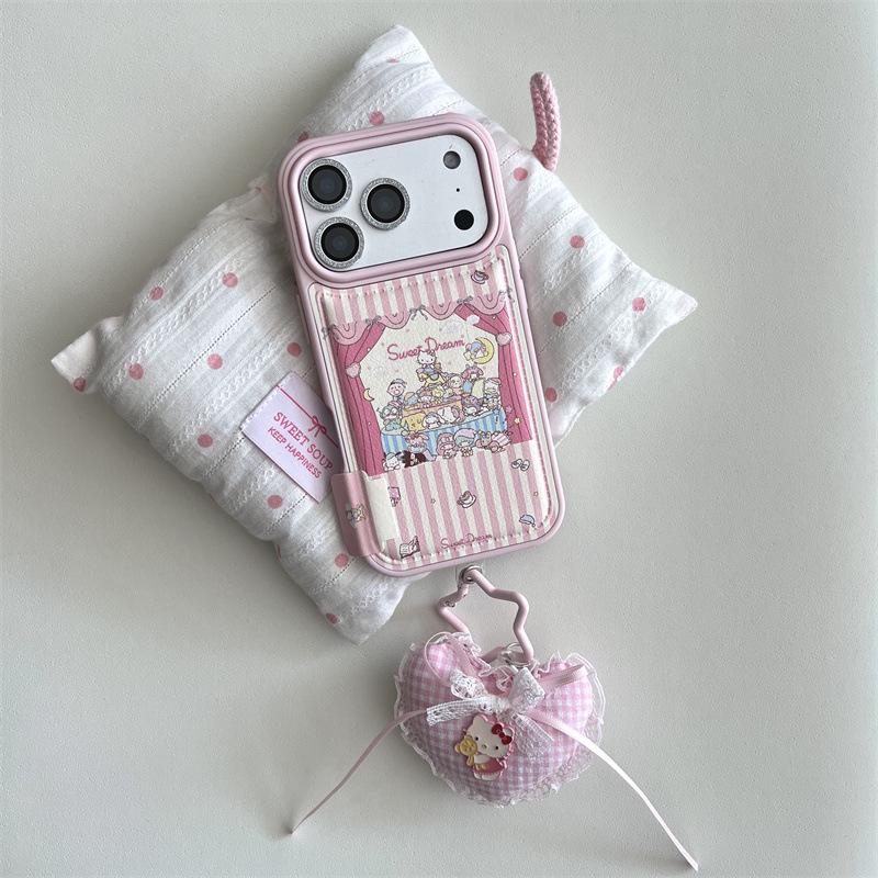 Милый розовый полосатый чехол Sanrio для вечеринки на iPhone 17/16 Pro Max/15/14 для девочек