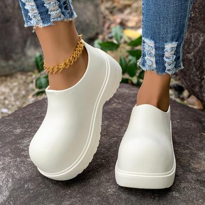 Модная платформа Одинарная обувь Осень Новая Круглый носок Ноги Водонепроницаемая и Противоскользящая Каблук Каблук-рюмочка Обувь