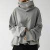 Autumn and Winter Women's Loose Casual Long Sleeve High Neck Pullover Solid Colour Pocket Sweatshirt