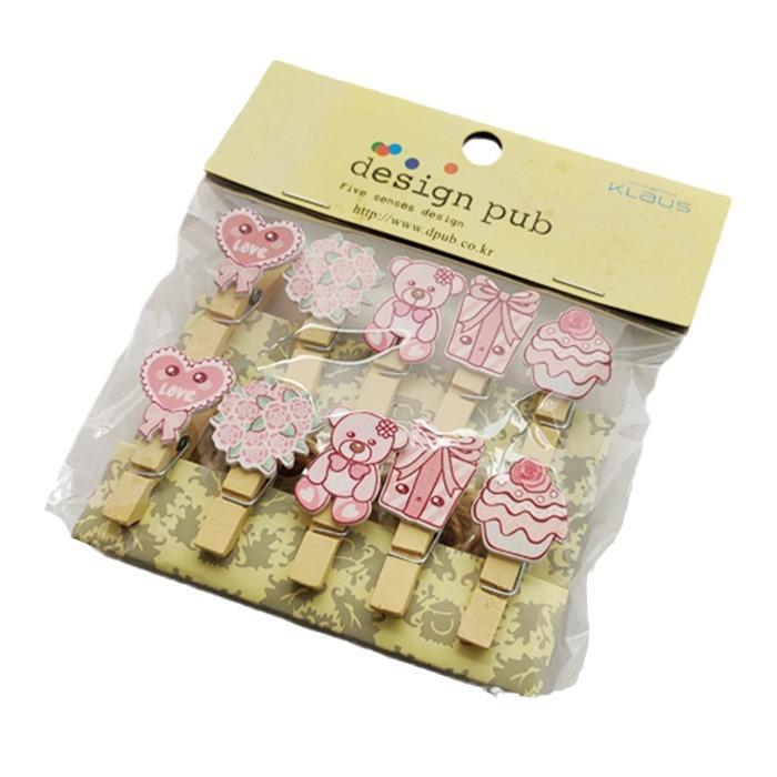 10 шт. Мультяшный подарок Медведь Цветочный магазин Открытка Детский сад Ручная работа Дом Фоторамка Маленькие деревянные прищепки