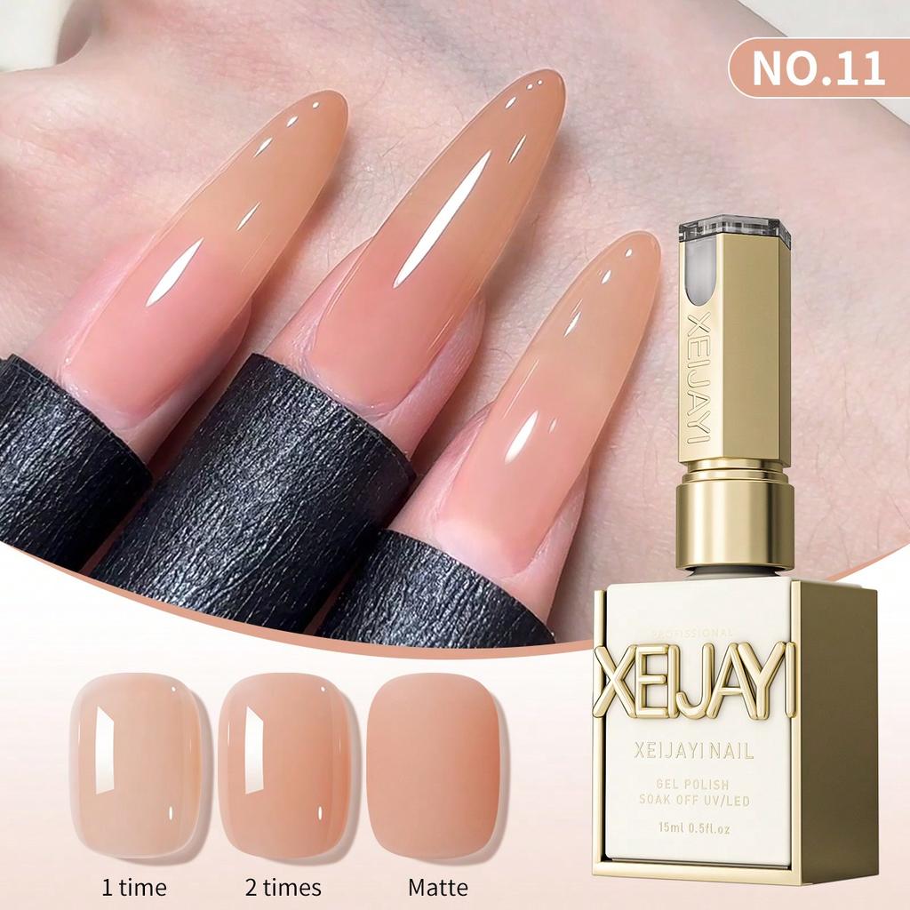 Nail Polish Gel Jelly Ice Transparent Nude, UV LED Nail Gel Polish, Glossy Finish, For Nail Salon And DIY