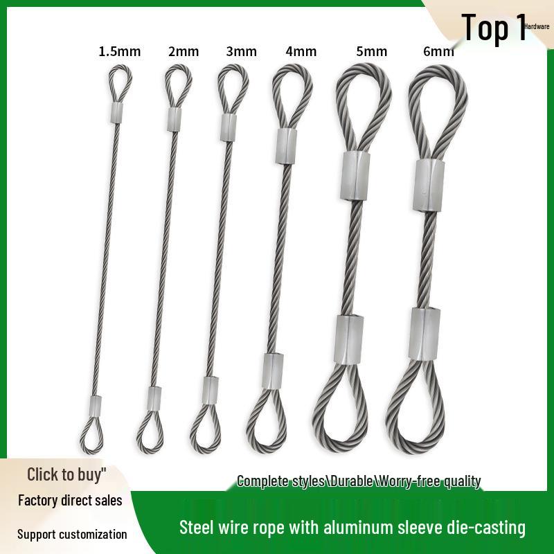 304 Stainless Steel Wire Rope Lamp: Durable, Anti-Fall, Rubber-Coated, Crimped Aluminum Sleeve for Safe Picture Hanging.