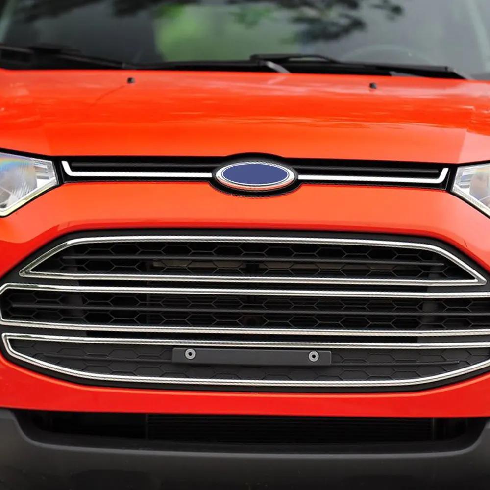 Для Ford EcoSport 2013 - 2017 Накладка на решетку радиатора 2 шт. Боковая защитная наклейка с передним логотипом Декоративная полоса Аксессуары для интерьера