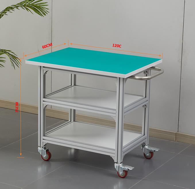 Mobile Workbench with Aluminum Frame and Anti-Static Stainless Steel Top