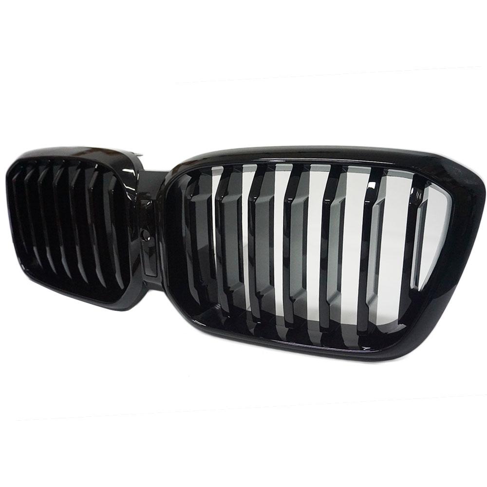 Однолинейный передний капот из АБС-пластика, глянцевая черная гоночная решетка для BMW X3 X4 G01 G02 LCI 2022 +, замена стайлинга автомобиля