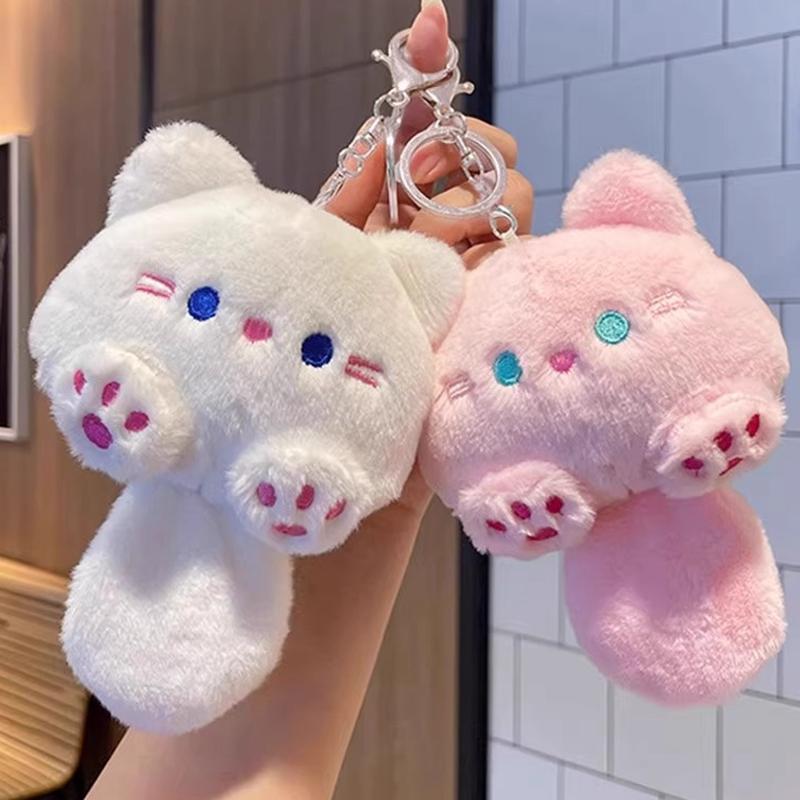 Kawaii Small Cat Kitten Plush Doll Cartoon Soft Stuffed Plushie Girl's Bag Keychain Hanging Pendant Toys Decorative Gifts
