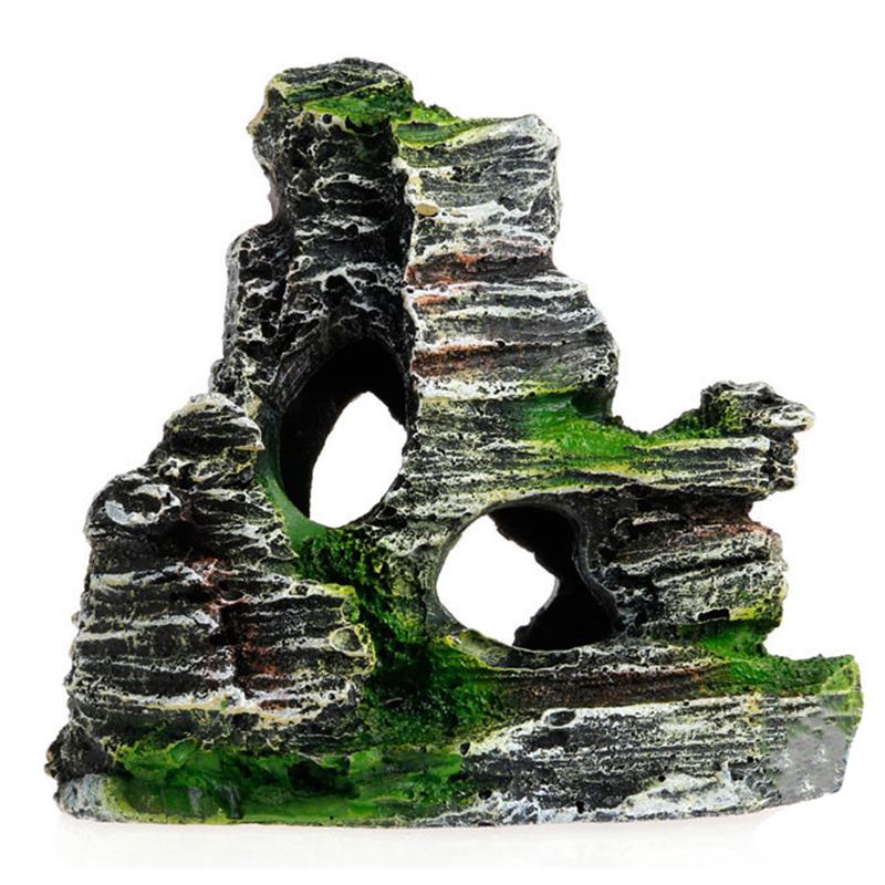 Аквариумный орнамент рокарий, скрывающий горную пещеру, пейзаж, декор для аквариума из смолы