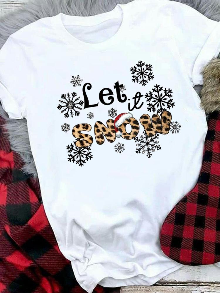 (Азиатский размер) Женская праздничная футболка с принтом, топ для фестиваля, С Рождеством, С Новым годом, с надписью, милая, в стиле 90-х, повседневная, женская, с коротким рукавом, модная, с графическим принтом