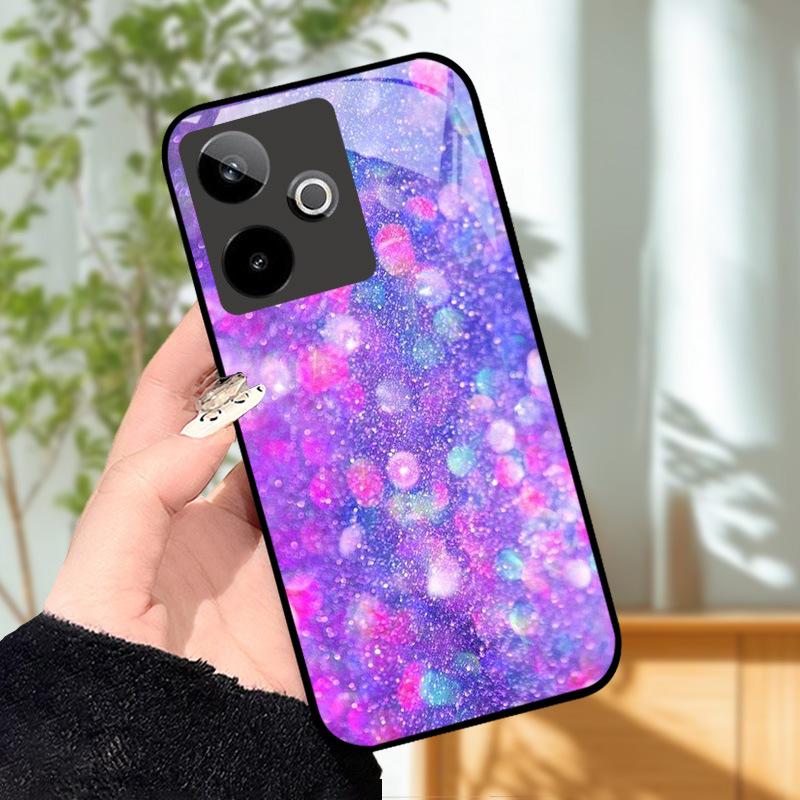 Для Realme GT7 5G Чехол Роскошный Чехол с Рисунком Закаленное Стекло Чехол для Телефона Для Realme GT 7 Fundas Жесткий PC Ударопрочный Корпус Бампер