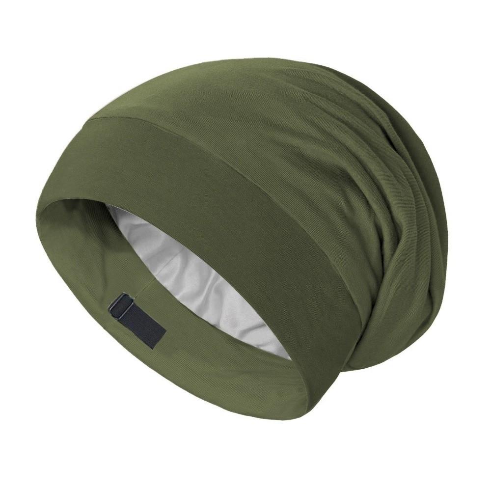 Adjustable Men's Beanie Caps Solid Color Skull Hat Unisex Warm Nightcap Hair Protection