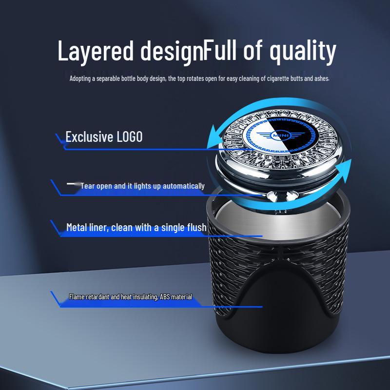 BMW MINI Stylish Covered Metal Ashtray for Interior Decor