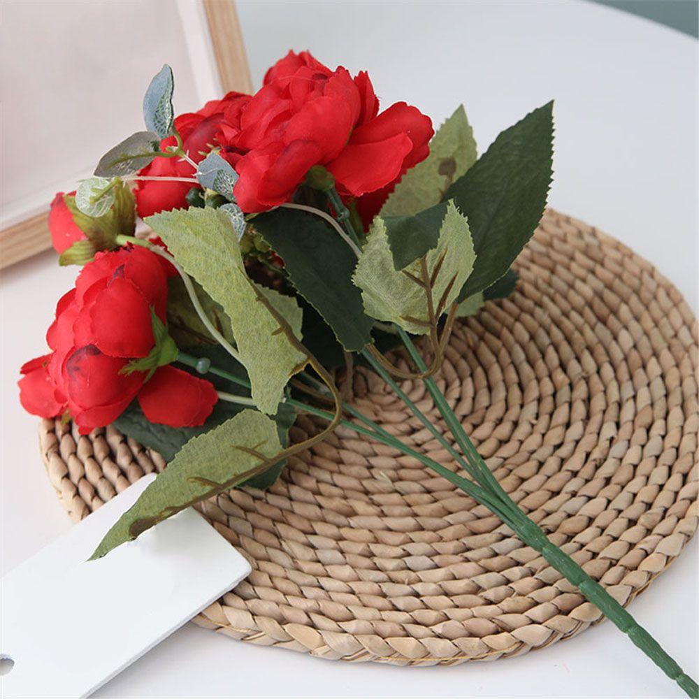 30см 9 голов Сделай сам Декор Винтаж Свадьба Искусственные цветы Букет роз Украшение для вечеринки Шелковый пион