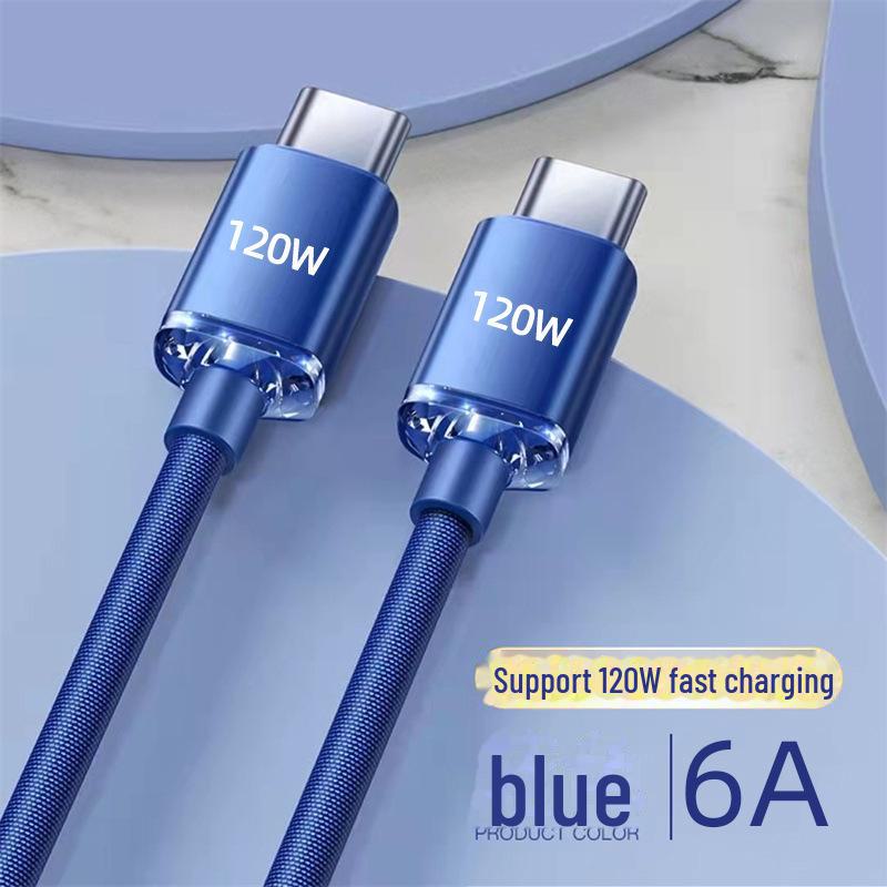 Двойной кабель Type-C для быстрой зарядки мощностью 120 Вт для ноутбуков Apple 15 и Huawei — трансграничная совместимость