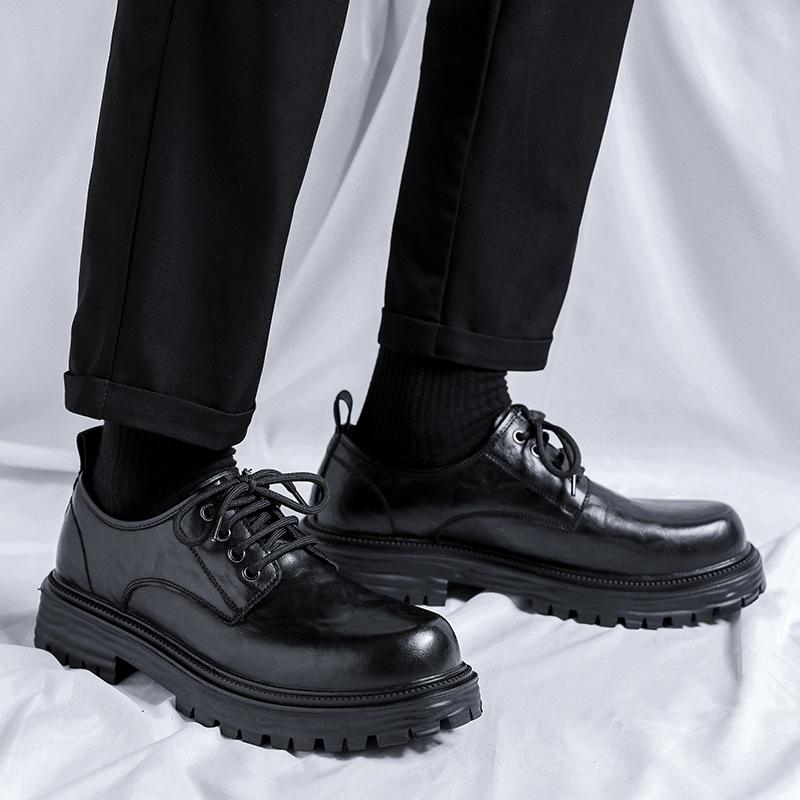 Кожаные туфли мужские формальные деловые британские туфли на платформе повседневные туфли дерби черные свадебные туфли жениха увеличение 66106-Y