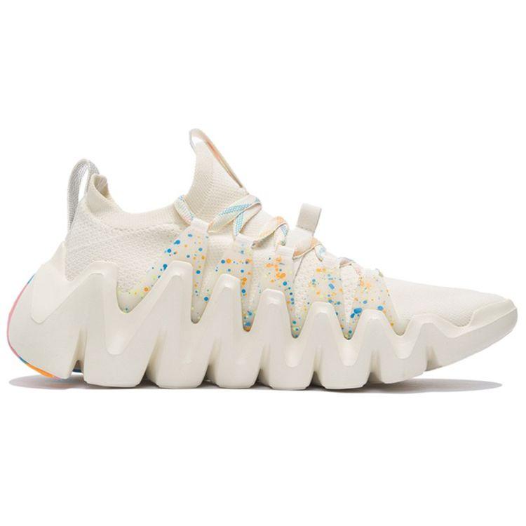 Li Ning Huanci цельнокроеные тканые амортизирующие нескользящие износостойкие дышащие повседневные туфли с низким верхом мужские повседневные туфли белого цвета AZGS031-3