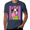 Brown Boston Terrier Ice Cream Tshirt Stylish Print Short Sleeve Tee
