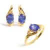 Precious Real Gemstones Natural Blue Tanzanite Ring Earrings Jewelry Set Rare Beautiful Female Girls Fine Jewelry
