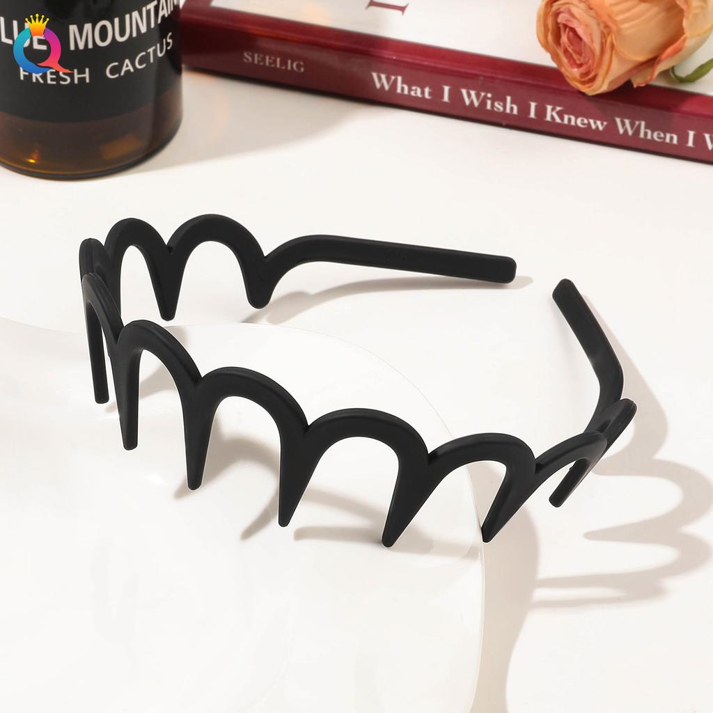 Нескользящая зубчатая повязка на голову с нажимом на волосы, челка, сломанная повязка на голову, простая черная коричневая повязка на голову для женщин