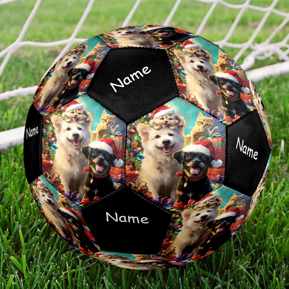 Custom Name Christmas Dog Theme Size 5 Soccer Ball, Suitable for Both Indoor and Outdoor Matches, a Gift Suitable for Everyone.