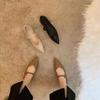 Fashion Women Pointed Toe Flat Mary Jane Single Shoes Women Autumn Comfortable Loafers Shoes Leather Soft Shallow Chunky Low Heel Shoes