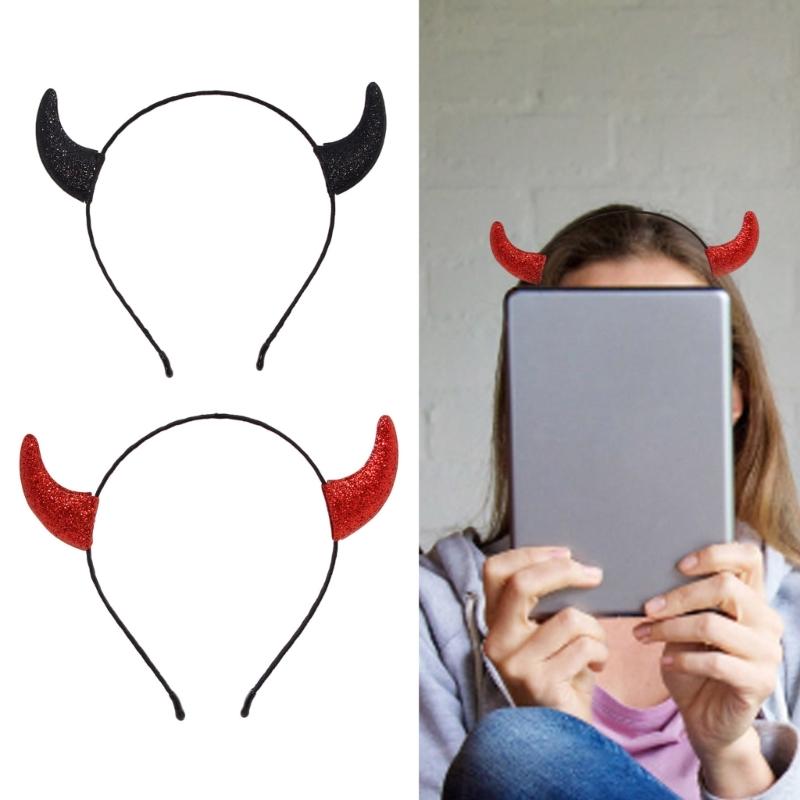 Dark Series Devil Horn Headband for Halloween Scary Hairhoop Party Headband Stage Show Hairband Cosplay Costume Headwear