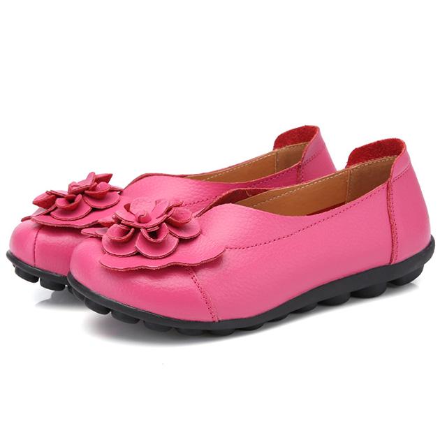 Moccasins Soft Genuine Leather Flat Shoes Women Flats with Flowers Ladies Shoes Women Designers Loafers Slip On Ballerina