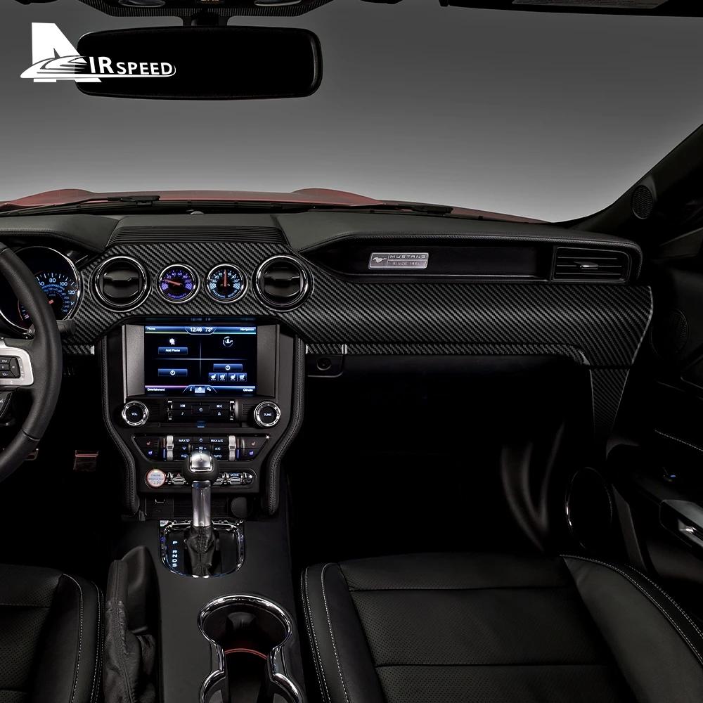 Наклейка для Ford Mustang 2015-2022 из настоящего углеродного волокна, крышка приборной панели автомобиля, панель приборов, внутренняя отделка, авто с правым рулем и левым рулем