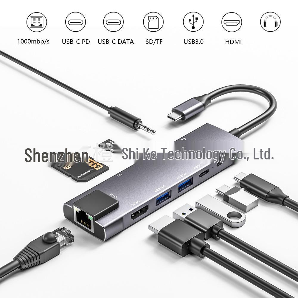 USB-C Aluminum Alloy Gigabit Ethernet Adapter with HUB