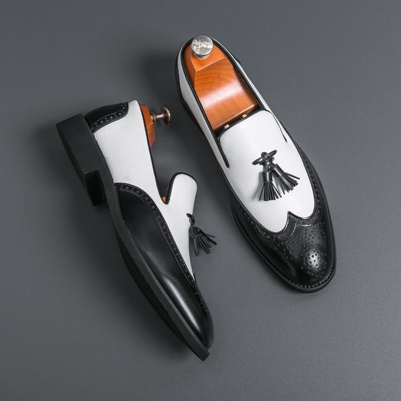 Tassel Fashion Shoe Office for Men Casual Leather Shoes Loafers Driving Moccasins Comfortable Slip On Wedding Shoes Pointed Toe