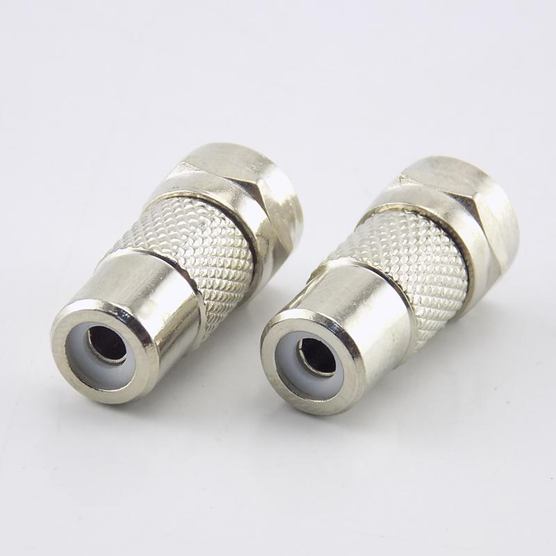 2pcs Coaxial Connector F-type Male Plug To RCA Female Jack Adapter Coax AV Convert