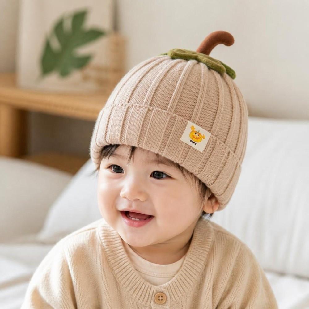 Cartoon Design Pumpkin Toddler Beanie Cuffed Style Infant Cap New Baby Knitted Hat Unisex