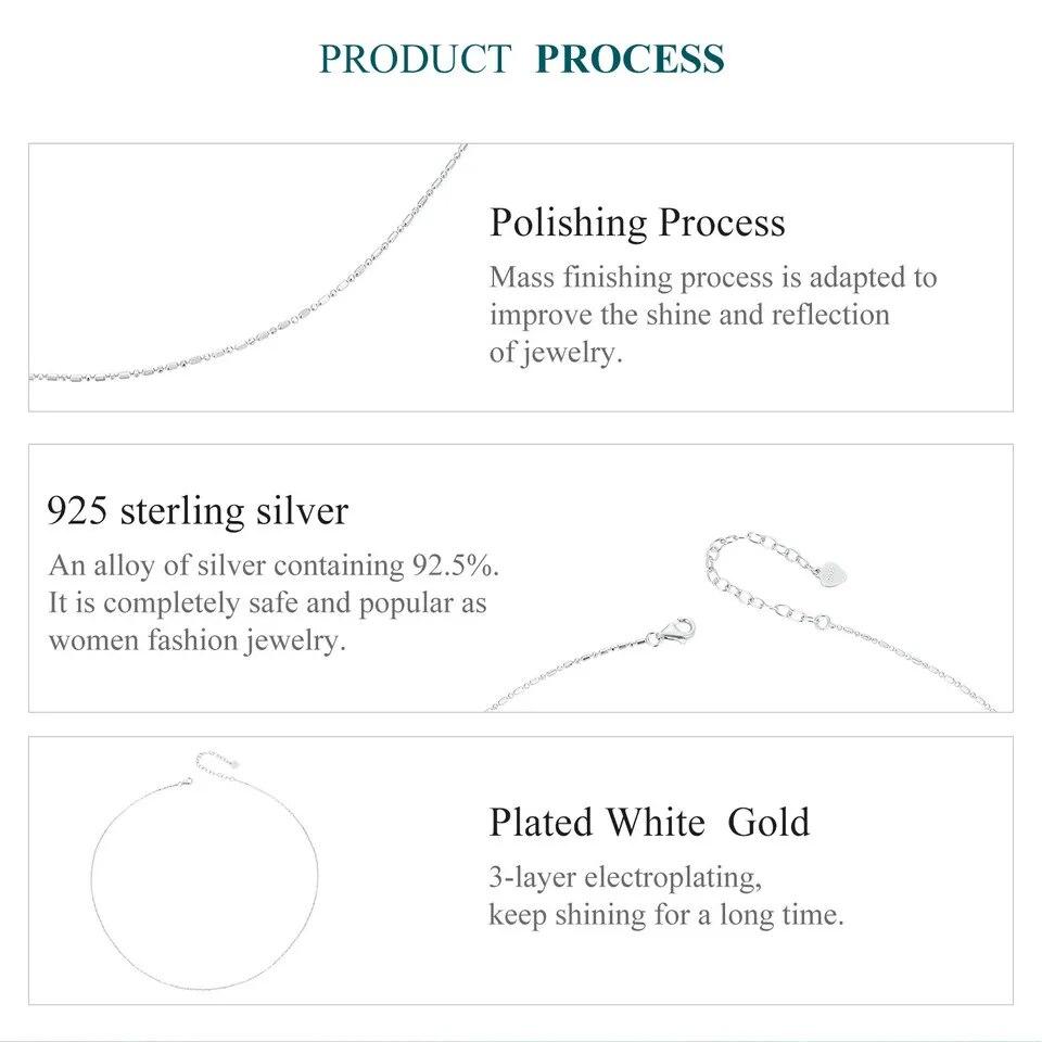 Bamoer Classic Basic Chain 925 Sterling Silver Lobster Clasp Adjustable Necklace Chain Fashion Jewelry for Women BSA006