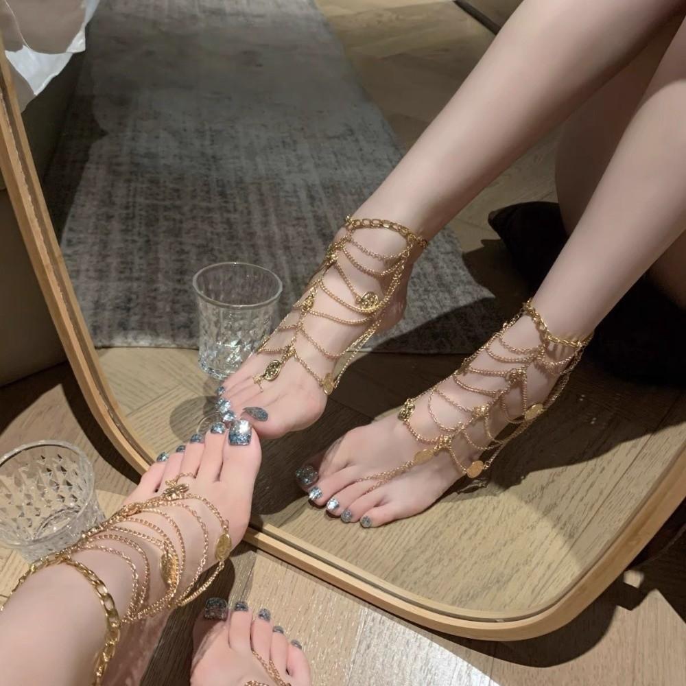 2 pcs Tassel Tassel Ankle Chain Light Luxury Foot Chain Charm Anklet with Pendant Gifts