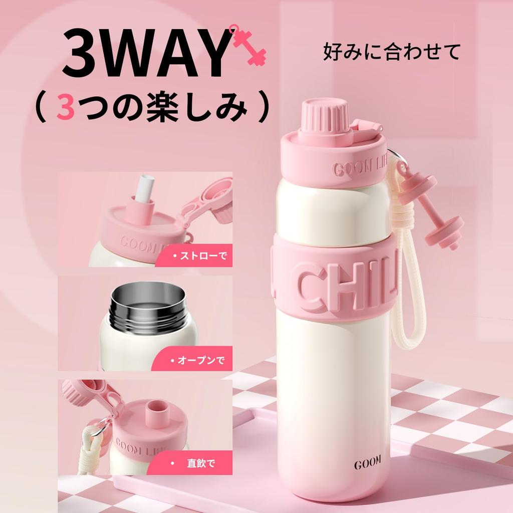 Бутылка для воды GERM объемом 680 мл, термос с трубочкой, большой емкости, из нержавеющей стали 31603, с вакуумной изоляцией, в комплекте, с ремешком, без протечек