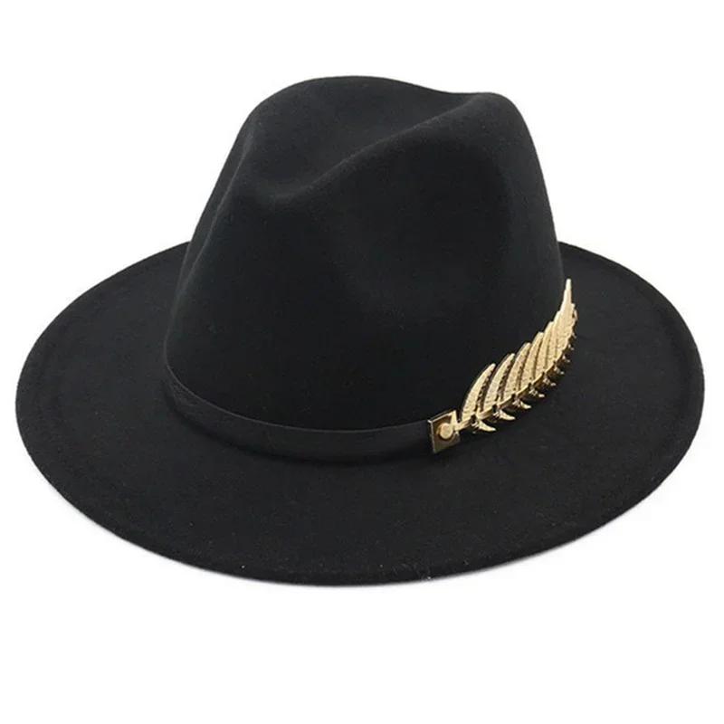 Fashion Metal Accessories Woolen Hat Jazz Hat Autumn and Winter Korean Version British Vintage Top Hats Acceessories