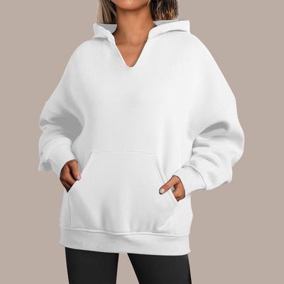 Женская мода Повседневные толстовки с капюшоном и длинным рукавом однотонные топы