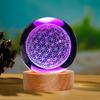 1 шт. 3D лазерная гравировка Цветок Жизни Хрустальный Шар RGB 16 Цветов Ночная Подсветка Чакра Исцеление Сетка Цветочный Шар Духовный Подарок