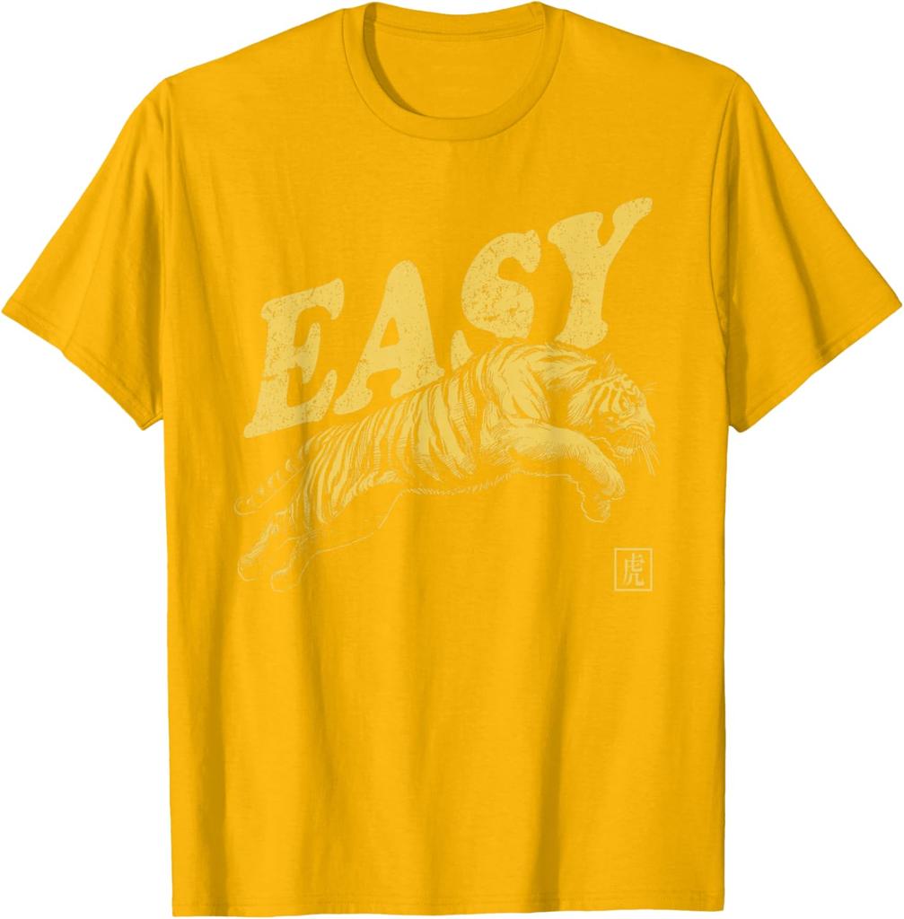 Мужская повседневная хлопковая футболка с графическим принтом Easy Tiger, ретро-стиль с эффектом потертости